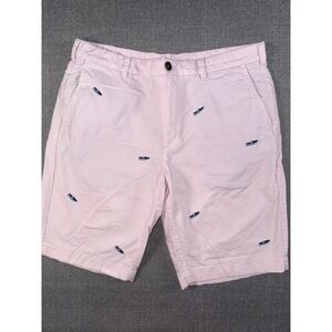 Brooks Brothers 346 Mens Pink Boat Shoe Embroidered Chino Shorts Size 35